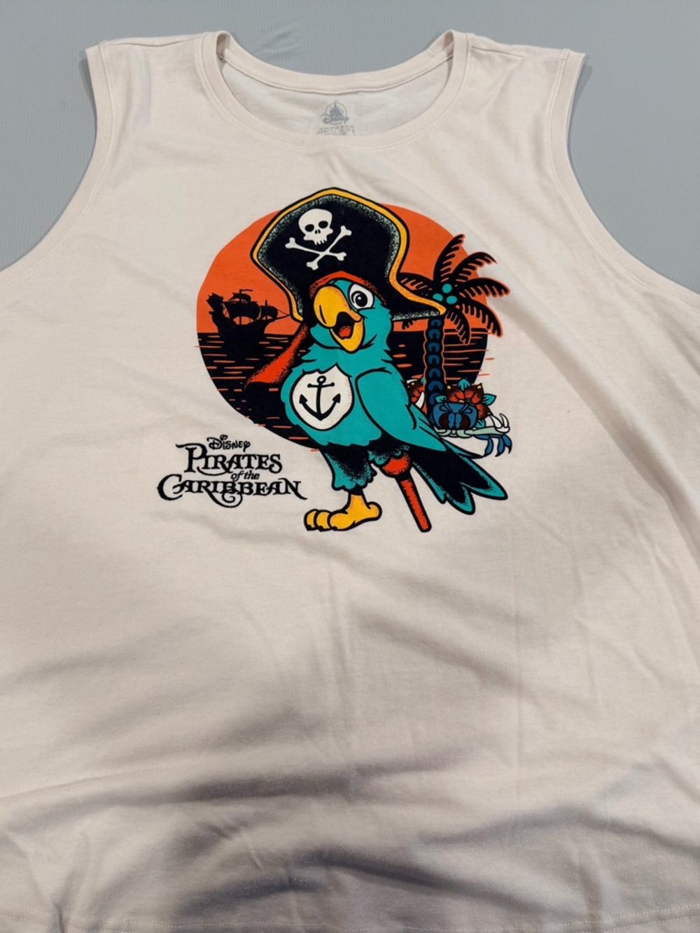 Disney Teal and Orange Pirate of the Caribbean Parrot Graphic Tank